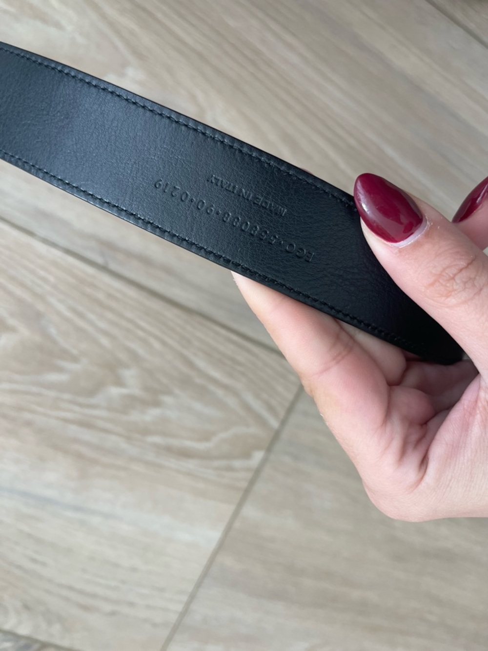 Saint Laurent Black Cassandre embellished croc-effect Leather Logo Buckle Belt - Picture 5 of 8